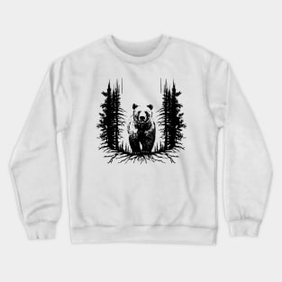 Minimalist black ink silhouette Grizzly bear drawing Crewneck Sweatshirt